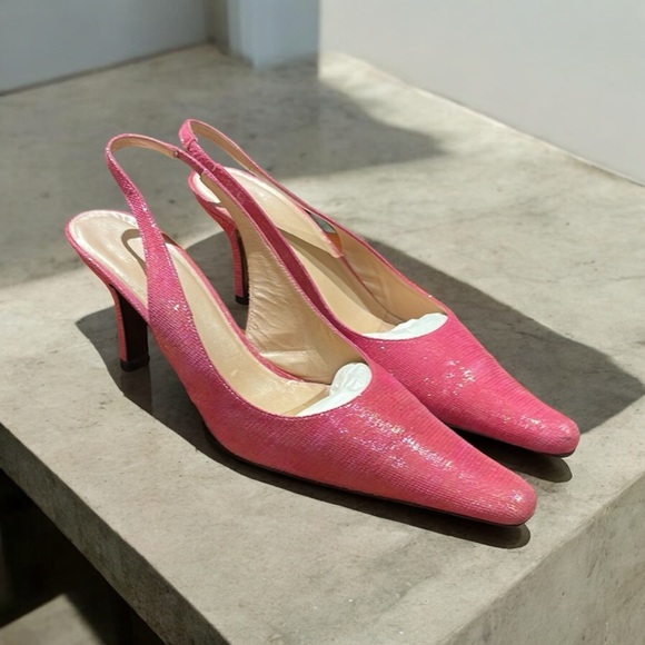 Paul Melian Made in Spain Women’s Cleo Fuchsia Leather Closed Toe Slingback Heel - Picture 5 of 16